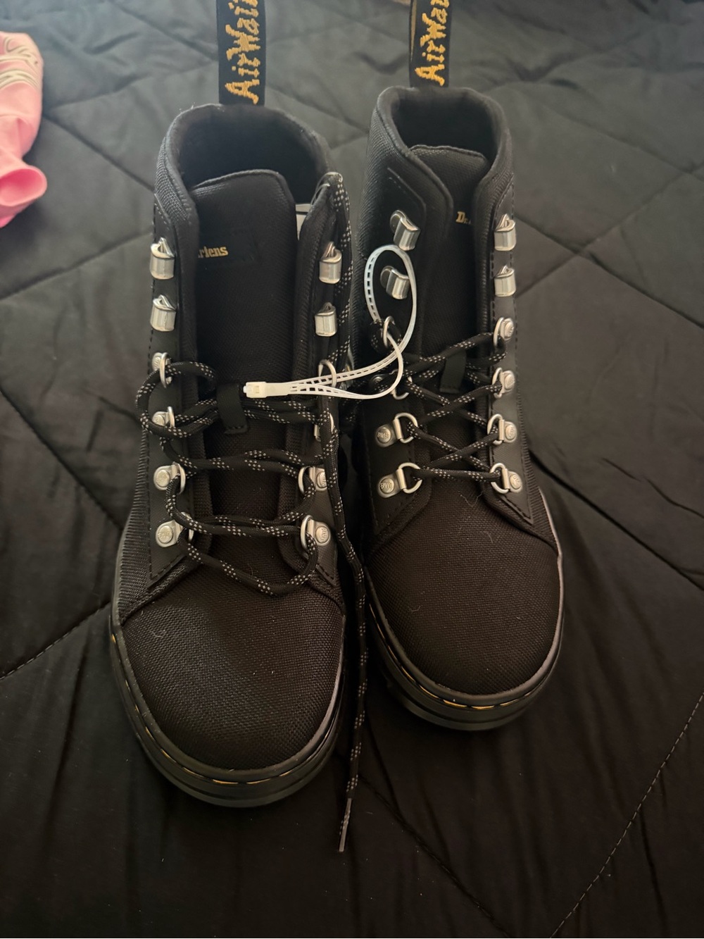 Dr. Martens Kids Black Canvas Lace-Up Hiking Boots